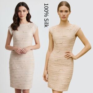 Robert Rodriguez Silk Layered Sheath Dress Pink Gray quiet Luxury Old Money 8